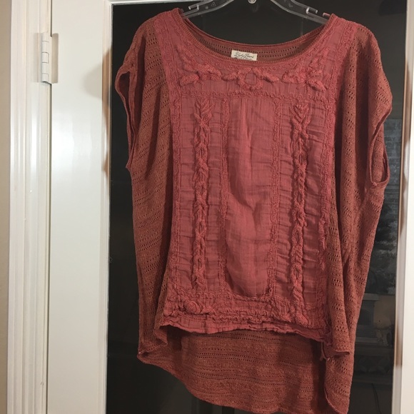 Lucky Brand Tops - 🍀Lucky Brand Boho Open Knit Rust Top Sz S
